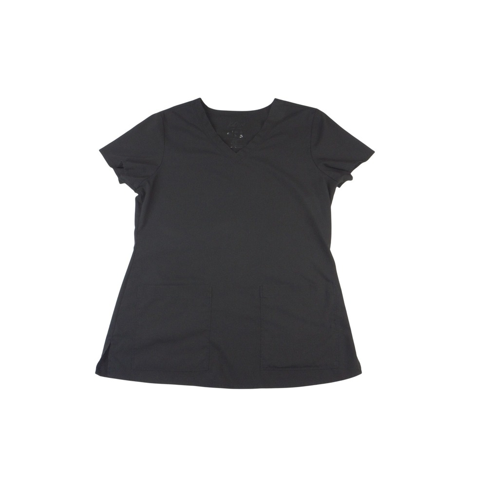 Barco KD110 Womens Black V-Neck Scrub Top Short Sleeve Size M Medical Uniform